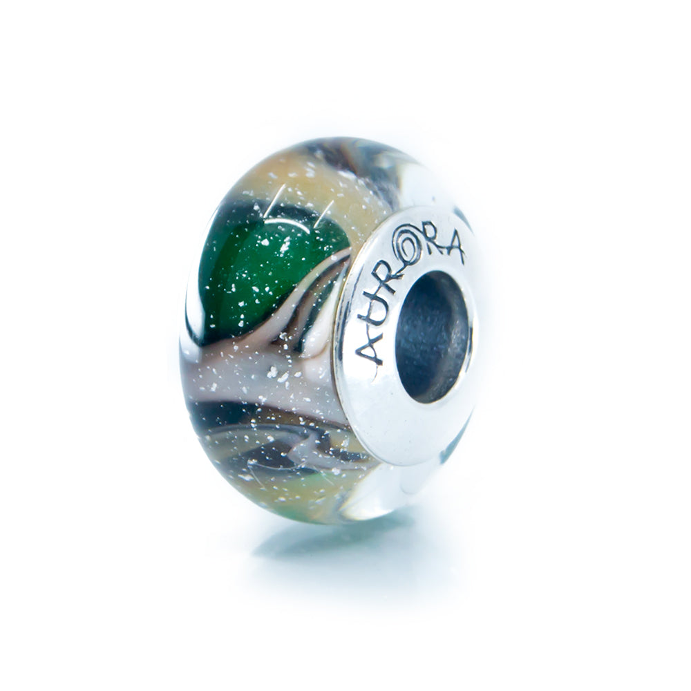Aurora Charm Tales of The Forest Murano Glass Bead green; brown; beige glass Bead by The Alternative Bead. Your official Aurora Charm Retailer from Germany