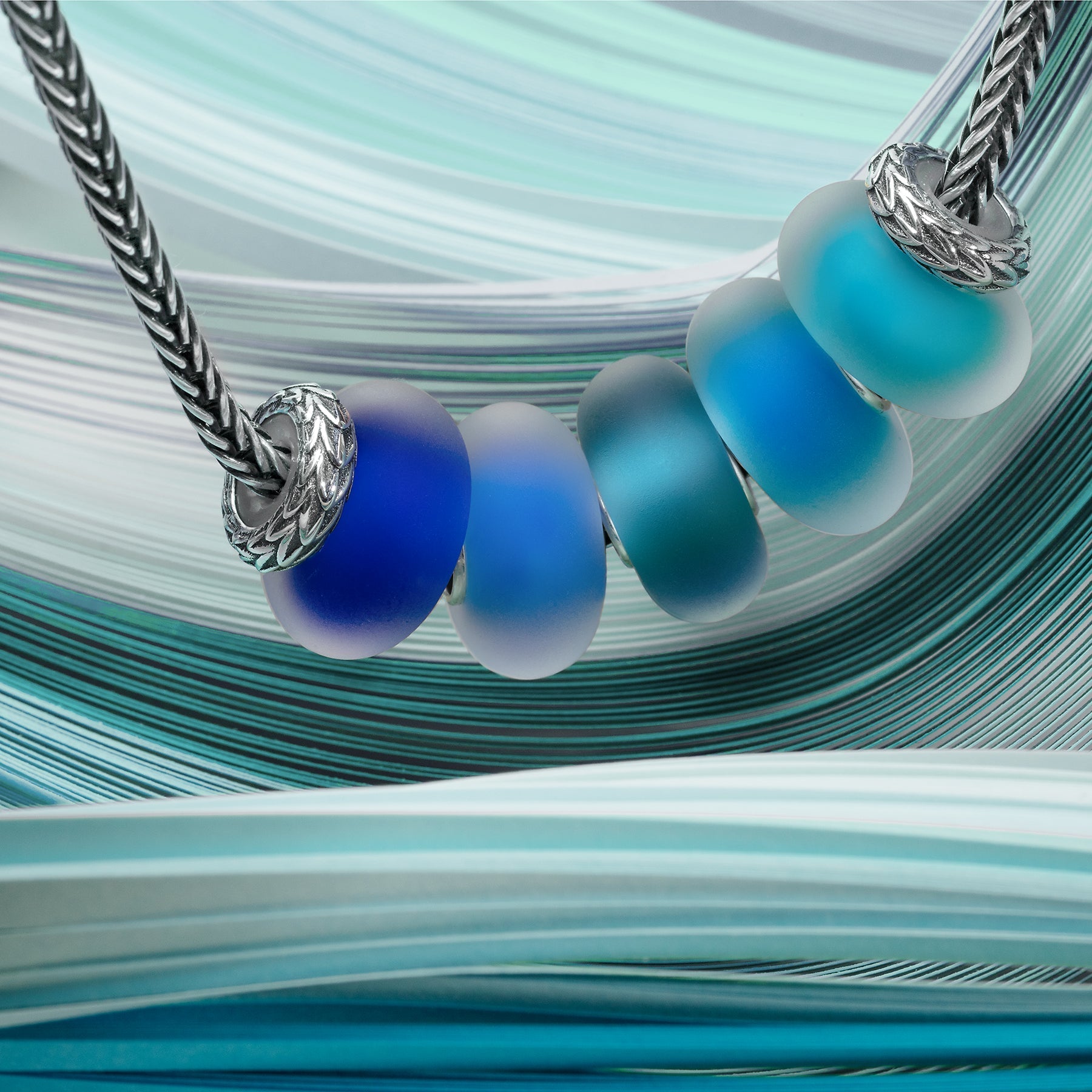 Blue; Silver Elfbeads Light Ocean Blue Frost Charm by The Alternative Bead 