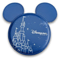 Blue disc with Disneyland Paris castle design on a white background