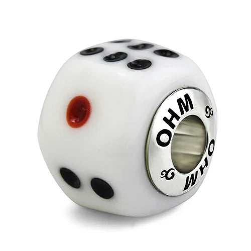 OHM Beads GOTM NO. 53 Lucky Roll white and dots glass Bead by The Alternative Bead. Your official OHM Beads Retailer from Germany