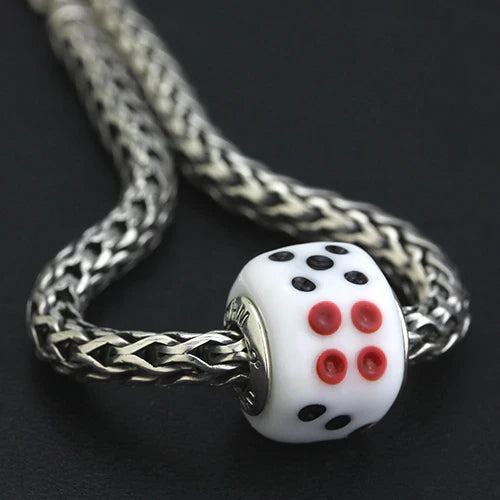 OHM Beads GOTM NO. 53 Lucky Roll white and dots glass Bead by The Alternative Bead. Your official OHM Beads Retailer from Germany