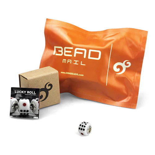 OHM Beads GOTM NO. 53 Lucky Roll white and dots glass Bead by The Alternative Bead. Your official OHM Beads Retailer from Germany