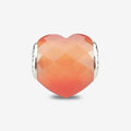 Praan Apricot Cat’s Eye Faceted Glass Heart Charm orange natural-stone Bead by The Alternative Bead. Your official Praan Retailer from Germany