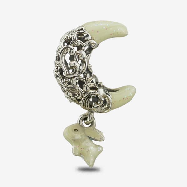 Praan Artemis Crescent Moon Charm silver and white sterling-silver and enamel Dangle by The Alternative Bead. Your official Praan Retailer from Germany