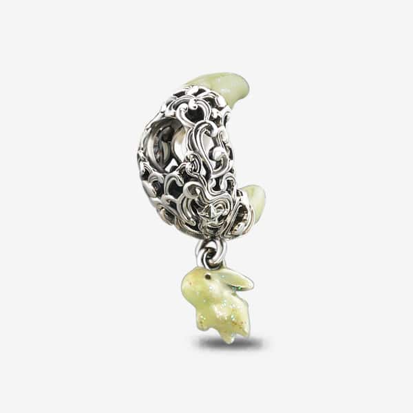 Praan Artemis Crescent Moon Charm silver and white sterling-silver and enamel Dangle by The Alternative Bead. Your official Praan Retailer from Germany