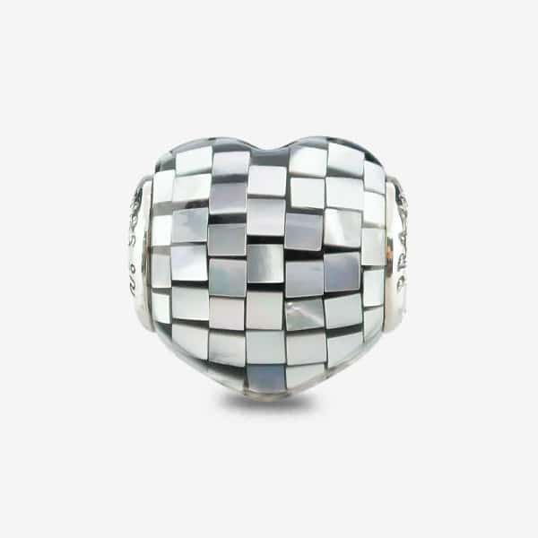 Blue Steel Mother Of Pearl Heart Charm