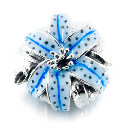 The Alternative Bead: Aurora Charm - Blue Tiger Lily Charm Sterling Silver Charm Picture 3