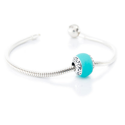 The Alternative Bead: Aurora Charm - Bora Bora Island Blue Sea Glass Bead Sterling Silver Charm Picture 3