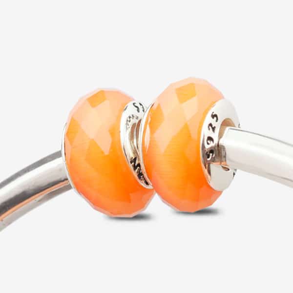 Butterscotch Orange Cat’s Eye Stone Glass Stopper Charms