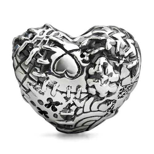 OHM Beads Patched Heart silver sterling-silver Bead by The Alternative Bead. Your official OHM Beads Retailer from Germany