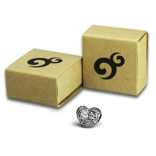 OHM Beads Patched Heart silver sterling-silver Bead by The Alternative Bead. Your official OHM Beads Retailer from Germany