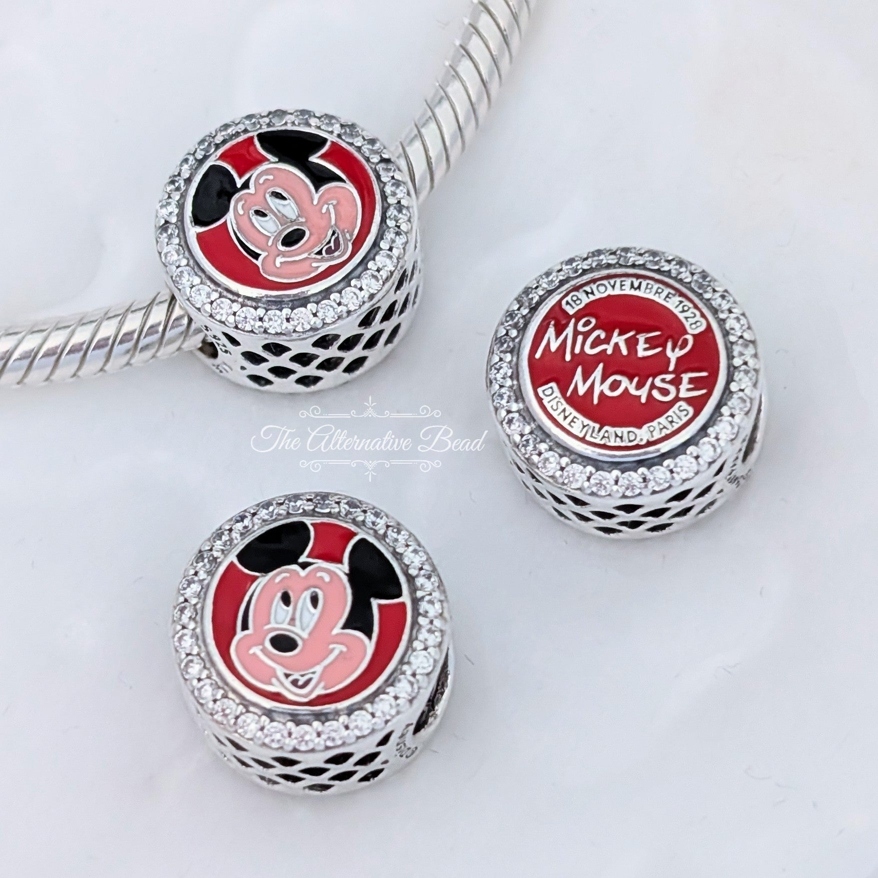 Disney x Pandora Mickey Mouse 96th Anniversary Charm Nov 18th 1928 (Limited Edition) red sterling-silver and enamel Bead by The Alternative Bead. Your official Disney x Pandora Retailer from Germany