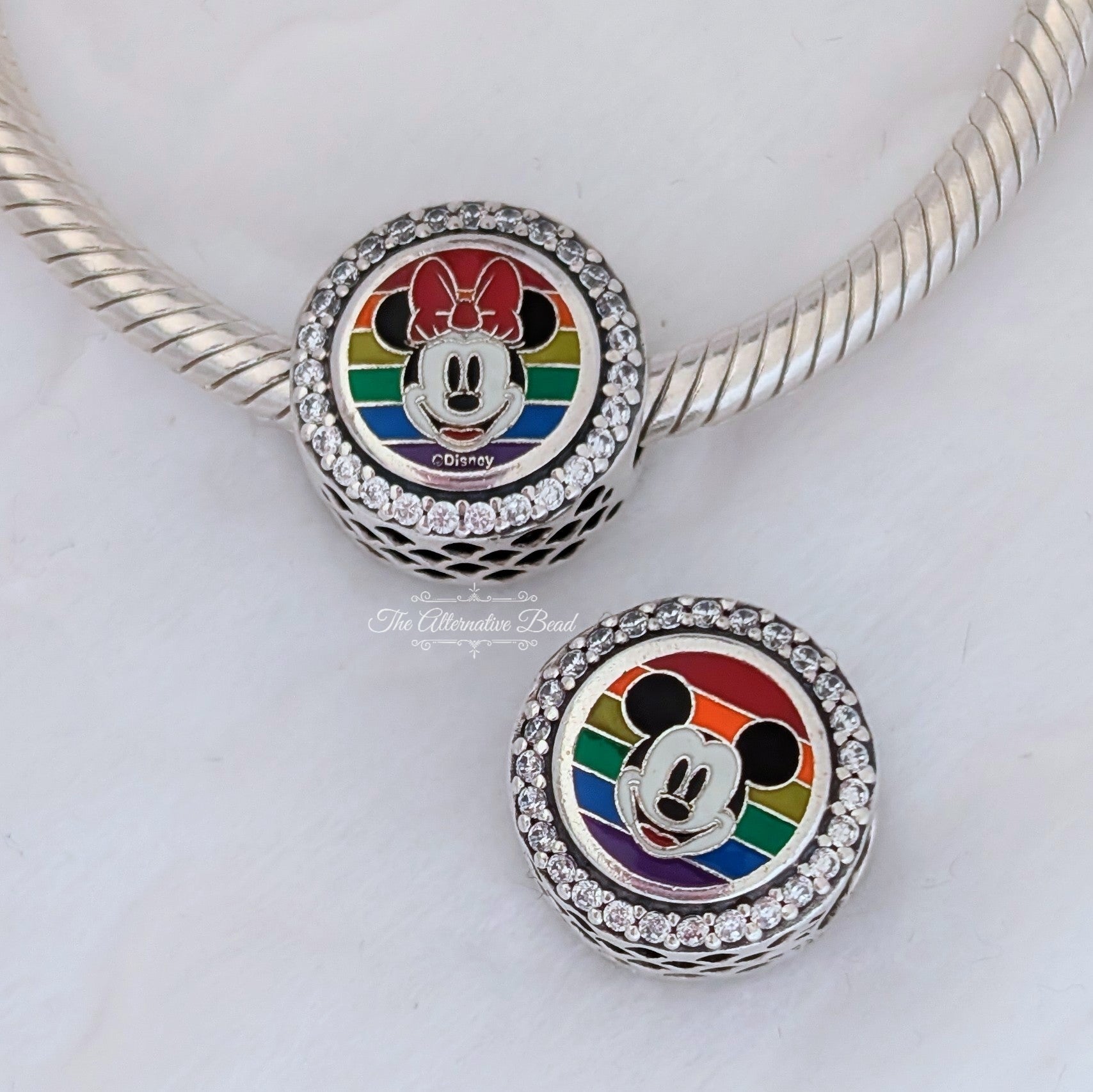 Disney x Pandora Pride Mickey & Minnie double sided Charm silver; rainbow sterling-silver; enamel Bead by The Alternative Bead. Your official Disney x Pandora Retailer from Germany