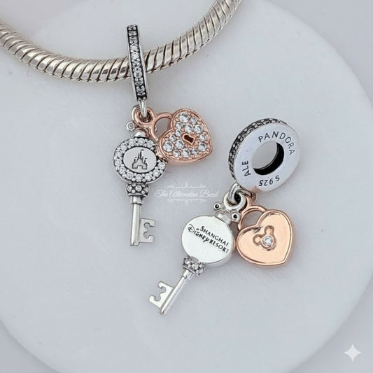 Disney x Pandora Two Tone Key Castle Dangle Exclusive Disney Parks silver; rose-gold sterling-silver; rose-gold Dangle by The Alternative Bead. Your Jewelry Retailer from Germany