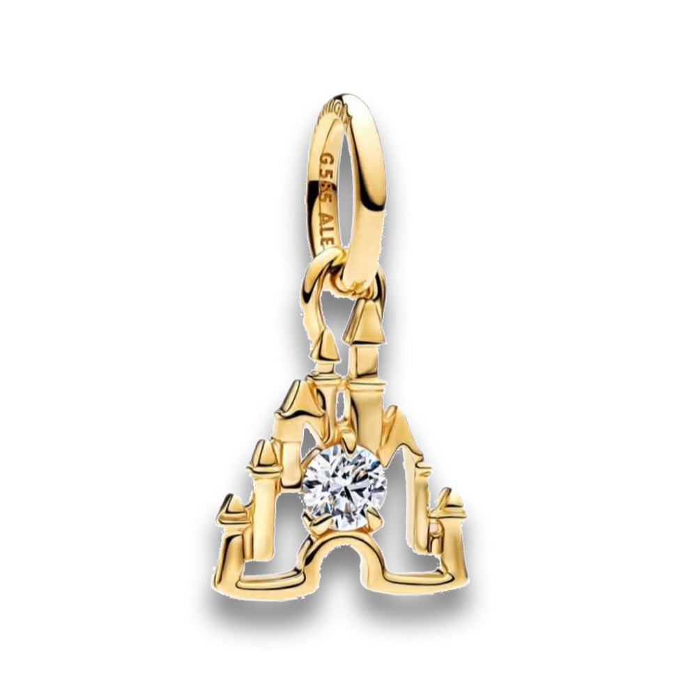 Disneyland Limited Edition 14k gold and Diamond Castle Dangle