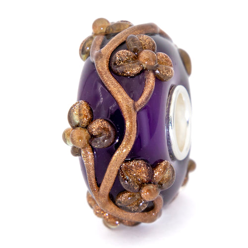 Elfbeads Darkberry Golddust Flowertwig purple; gold glass Bead by The Alternative Bead. Your official Elfbeads Retailer from Germany