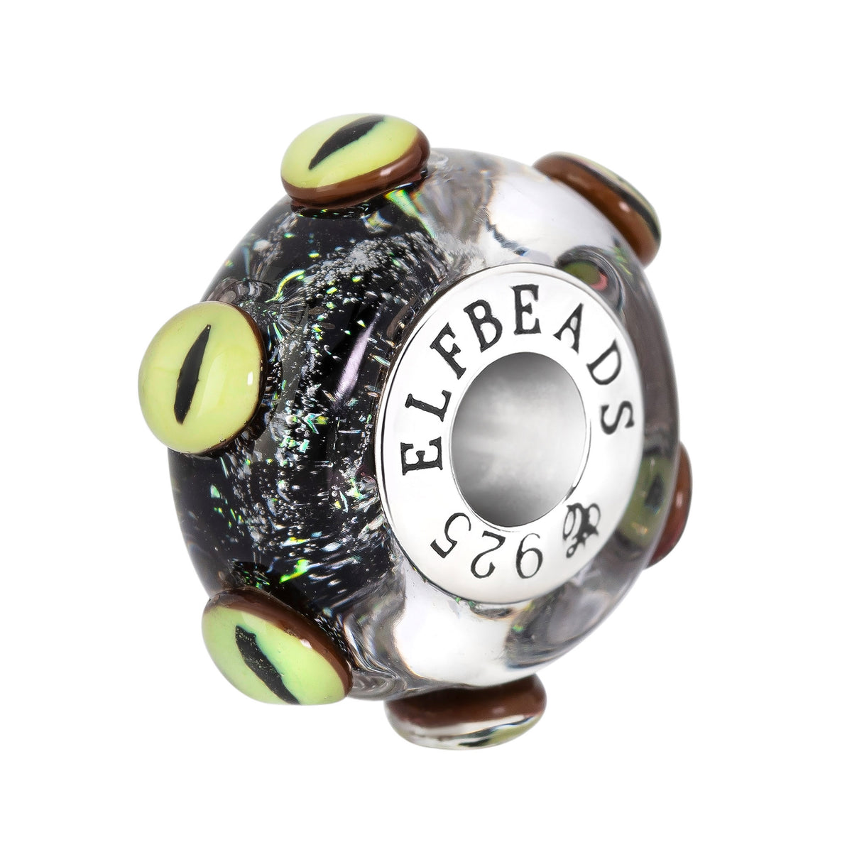 Elfbeads Darkguest Eyes black; glow-in-the-dark glass Bead by The Alternative Bead. Your official Elfbeads Retailer from Germany