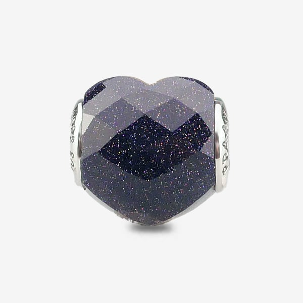 Faceted Blue Goldstone Heart Charm