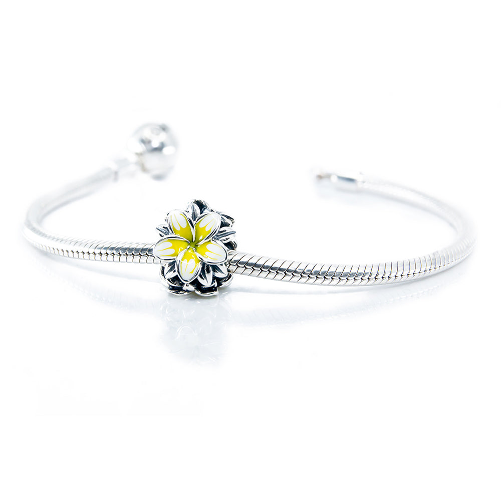 The Alternative Bead: Aurora Charm - Frangipani Yellow White Flower Charm Sterling Silver Charm Picture 3