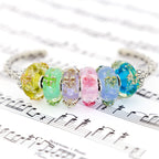 Elfbeads Sky Blue Gold Lilies Monroe  glass Bead by The Alternative Bead. Your official Elfbeads Retailer from Germany