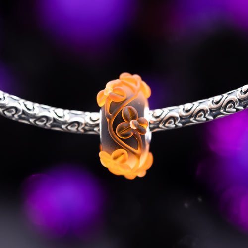 Elfbeads Pumpkin Magic Flowertwig Frost  glass Bead by The Alternative Bead. Your official Elfbeads Retailer from Germany