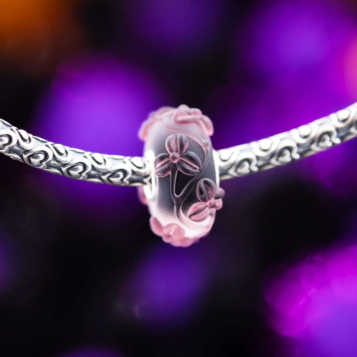  Elfbeads Black Currant Flowertwig Frost Charm by The Alternative Bead 