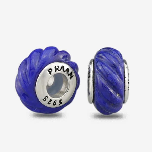 Praan Lapis Lazuli Twisted Rope Stopper Charms blue natural-stone Stopper by The Alternative Bead. Your official Praan Retailer from Germany
