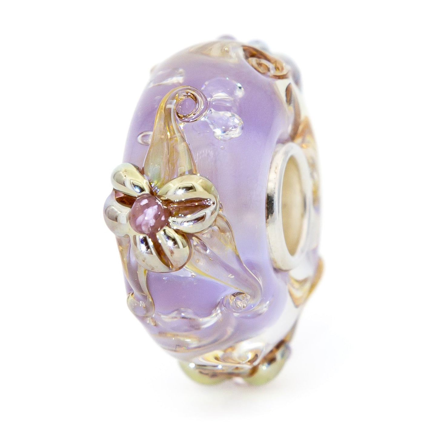 Elfbeads Lavender Gold Lilies Monroe (G220403)  glass Bead - The Alternative Bead official German Retailer. Buy 4 get 5 - free DHL Shipping for all orders above 150 ?