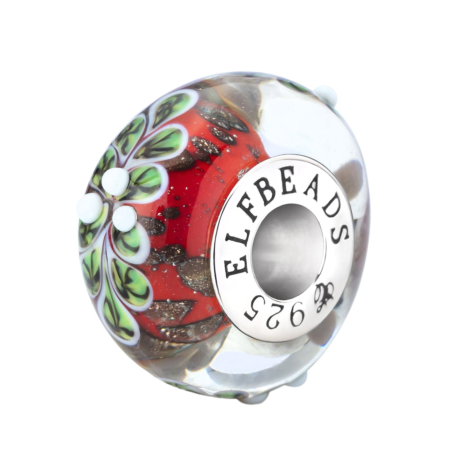 Silver; Red Elfbeads Merry Berry Wreath Charm by The Alternative Bead 