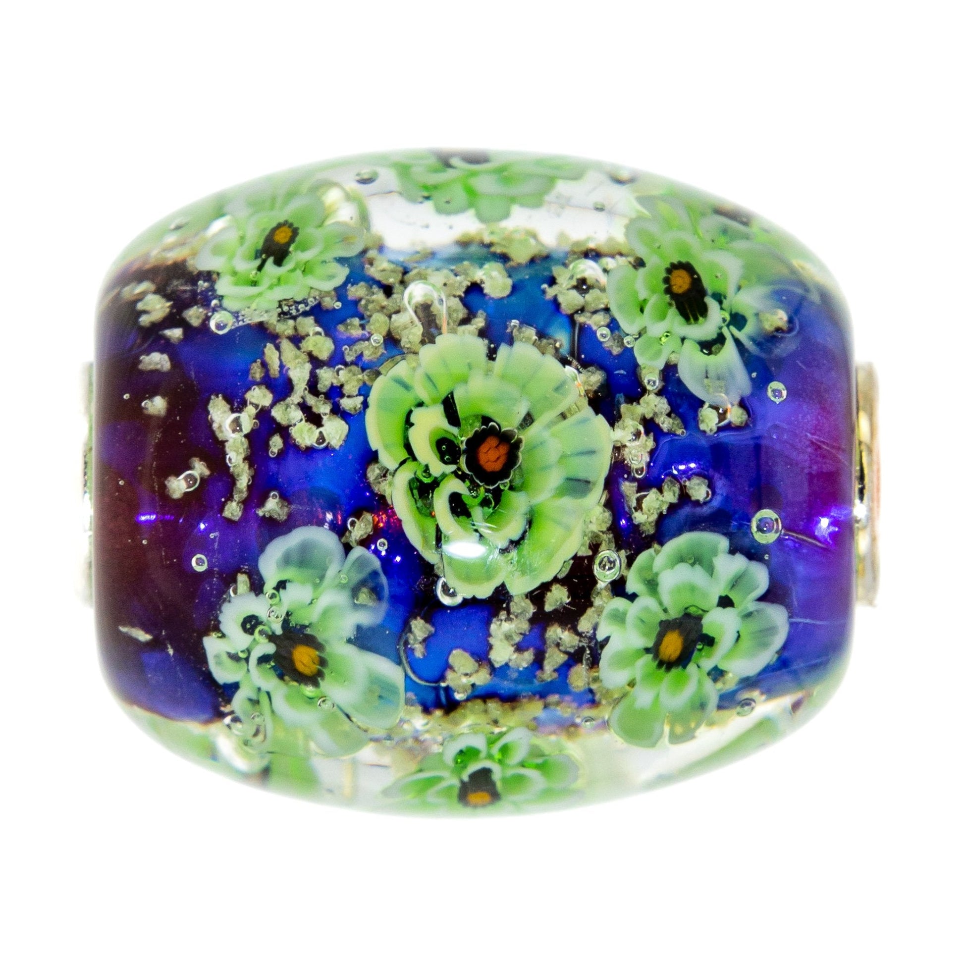  Elfbeads Midnight Flower Pond Barrel Charm by The Alternative Bead 