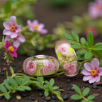 Ogerbeads Dark Rose Gold Flowers green and pink and gold glass Bead by The Alternative Bead. Your official Ogerbeads Retailer from Germany