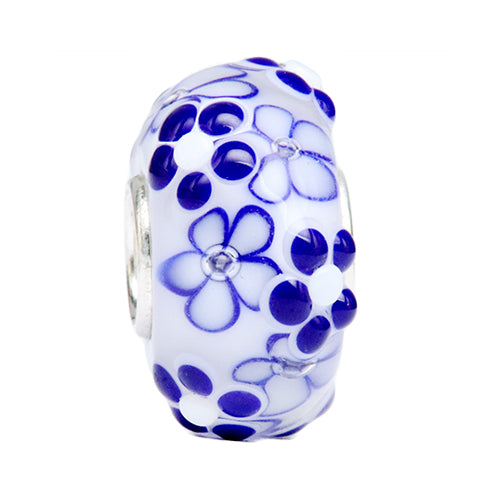  Ogerbeads Delft Blue Flower Meadow Light Bead by The Alternative Bead 