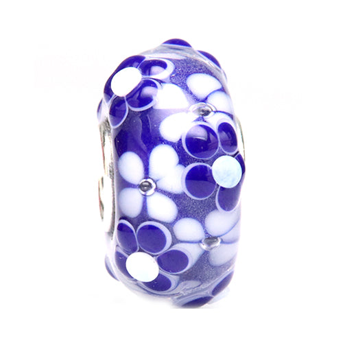  Ogerbeads Delft Blue Flower Meadow Dark Bead by The Alternative Bead 