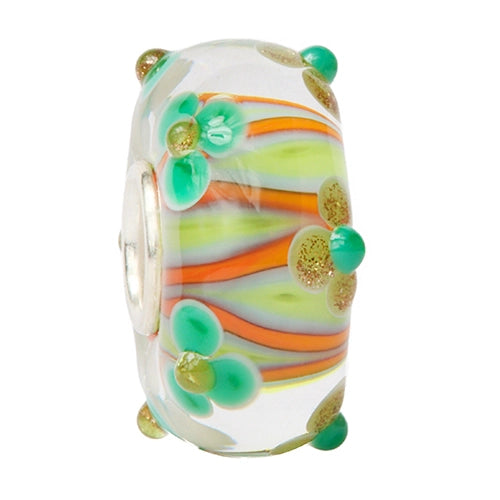 Ogerbeads Funky Flame Flowers floral; green glass Bead by The Alternative Bead. Your official Ogerbeads Retailer from Germany