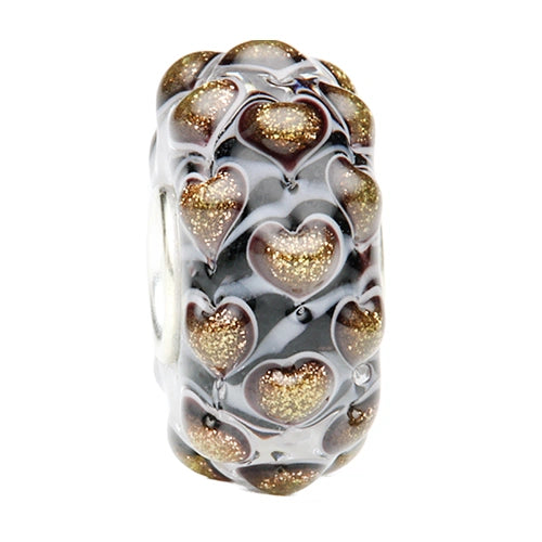 Ogerbeads Obsidian Gold Zebra Sweethearts black; gold glass Bead by The Alternative Bead. Your official Ogerbeads Retailer from Germany
