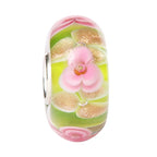 Ogerbeads Dark Rose Gold Flowers green and pink and gold glass Bead by The Alternative Bead. Your official Ogerbeads Retailer from Germany