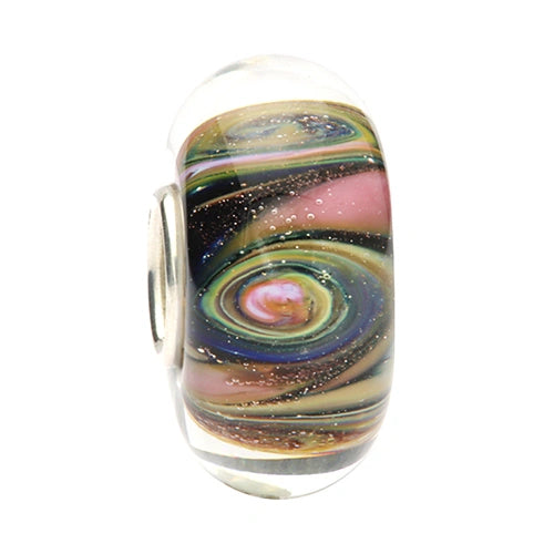 Ogerbeads Pink Nebula Swirls pink; green glass Bead by The Alternative Bead. Your official Ogerbeads Retailer from Germany