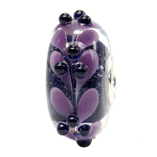 Ogerbeads Purple Glitter Blue Leaf Dots black and purple glass Bead by The Alternative Bead. Your official Ogerbeads Retailer from Germany