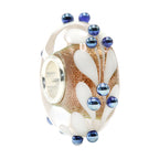 Ogerbeads Gold Ice Leaf Dots gold; white; blue glass Bead by The Alternative Bead. Your official Ogerbeads Retailer from Germany
