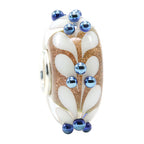 Ogerbeads Gold Ice Leaf Dots gold; white; blue glass Bead by The Alternative Bead. Your official Ogerbeads Retailer from Germany