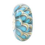Ogerbeads Beach House Chrysantium blue; beige glass Bead by The Alternative Bead. Your official Ogerbeads Retailer from Germany