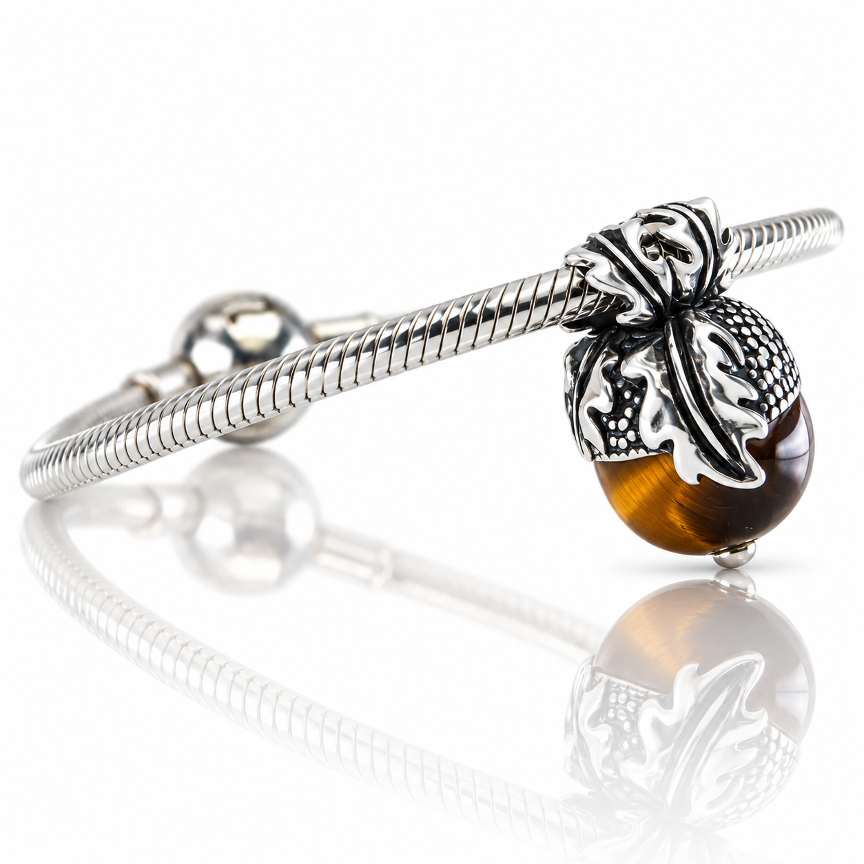 Aurora Charm Oak Acorn with Tiger Eye Gemstone Charm silver; brown; bronze sterling-silver; natural-stone Bead by The Alternative Bead. Your official Aurora Charm Retailer from Germany