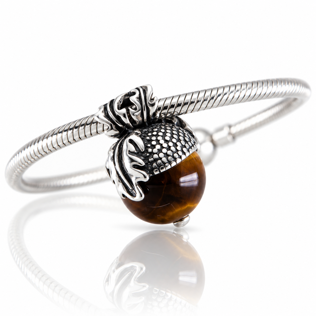 Aurora Charm Oak Acorn with Tiger Eye Gemstone Charm silver; brown; bronze sterling-silver; natural-stone Bead by The Alternative Bead. Your official Aurora Charm Retailer from Germany