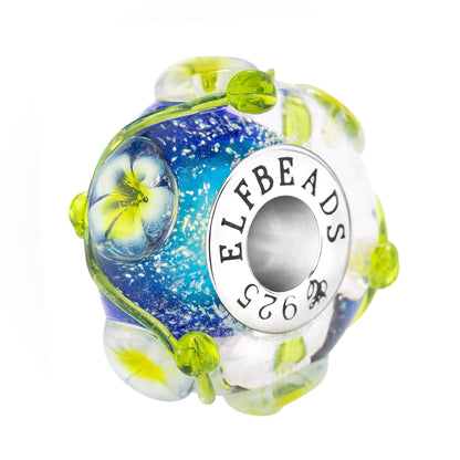Elfbeads Ocean Frangipani Bloom blue; green glass Bead by The Alternative Bead. Your official Elfbeads Retailer from Germany