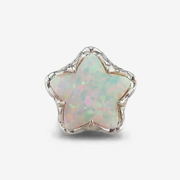 Praan White Opalescent Stardust Under the Sea Charm V2 silver and white natural-stone Bead by The Alternative Bead. Your official Praan Retailer from Germany