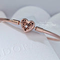 Pandora Moments Heart & Butterfly Bangle (Rose) (582594C01) rose-gold rose-gold Bangle by The Alternative Bead. Your Jewelry Retailer from Germany