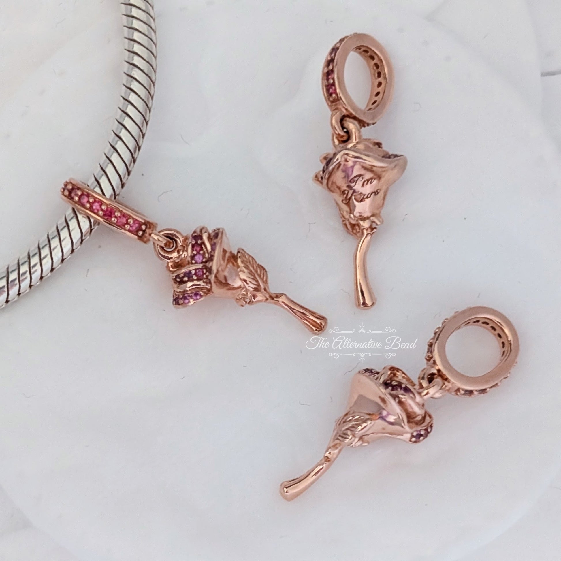 Pandora Rose Flower Dangle red; rose-gold rose-gold Dangle by The Alternative Bead. Your official Pandora Retailer from Germany