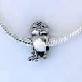 Disney Snow White bird silver charm with clear cubic zirconia