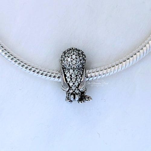 Disney Snow White bird silver charm with clear cubic zirconia