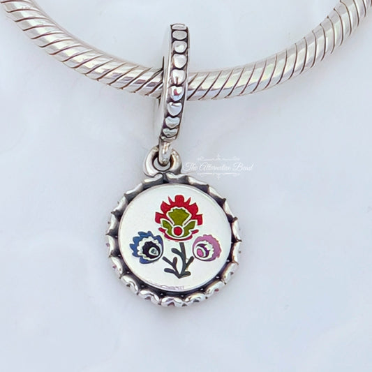 I Love Poland Flowers Dangle Charm